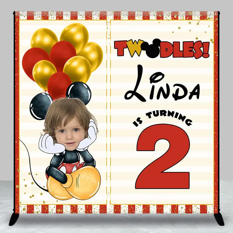 Aperturee Balloon Cute Mouse Custom Photo 2nd Birthday Backdrop, 3X3FT(1X1M), 15 USD, custom birthday backdrops, DZXQ1X82-O