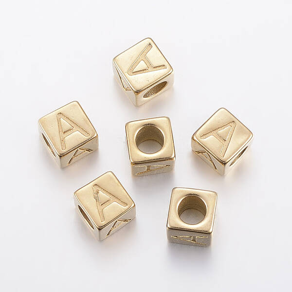 304 Stainless Steel Large Hole Letter European Beads