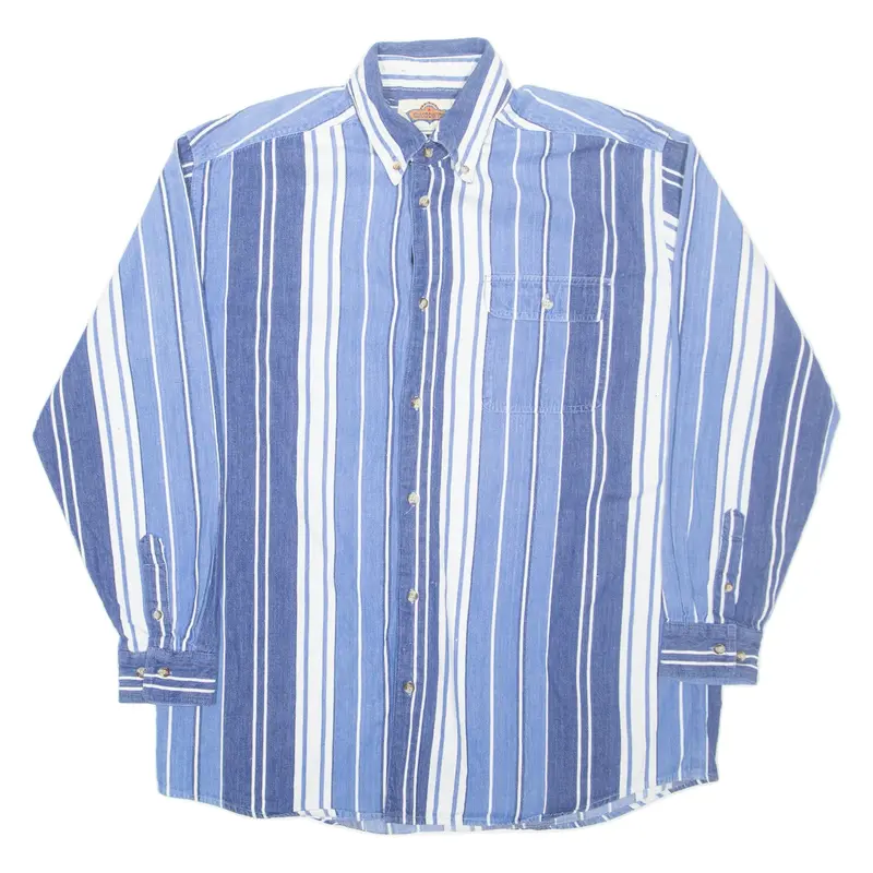 GRAND CANYON Mens Shirt Blue Striped Long Sleeve M