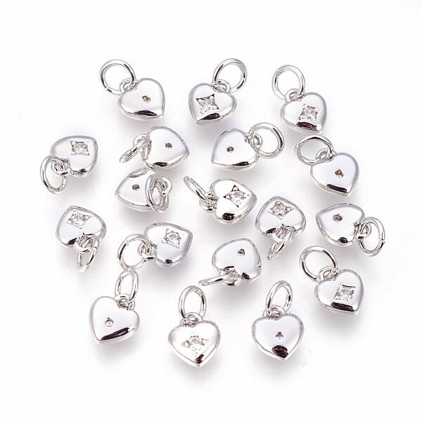 Brass Micro Pave Cubic Zirconia Charms