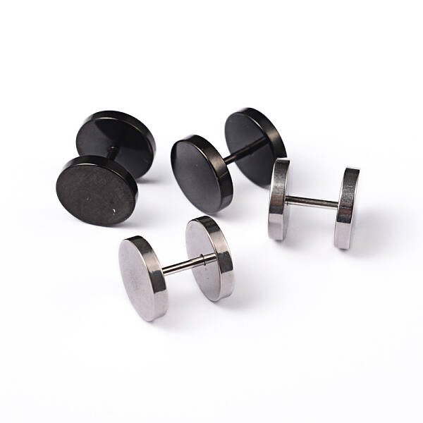 Flat Round 304 Stainless Steel Barbell Cartilage Earrings
