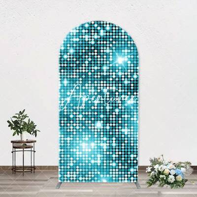 Turquoise Blue Shiny Dots Arch Birthday Backdrop