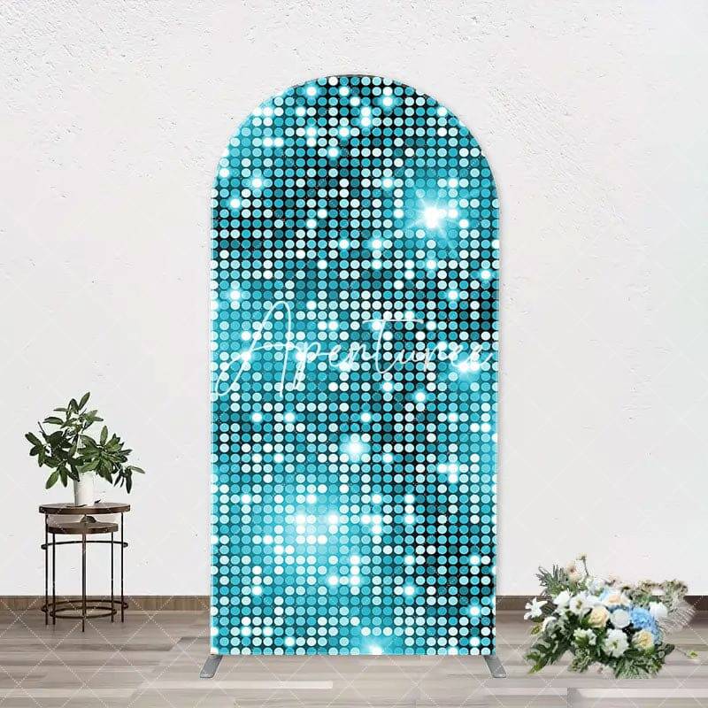 Turquoise Blue Shiny Dots Arch Birthday Backdrop