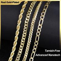 Holylegend 14K Real Gold-Plated Miami, Rope & Cuban Necklace Chain 24 Inches Long,  Upgraded Craft, Faceted Cut,Tarnish-Free