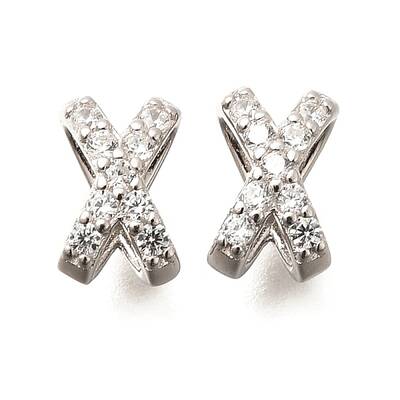 925 Sterling Silver Micro Pave Clear Cubic Zirconia Beads