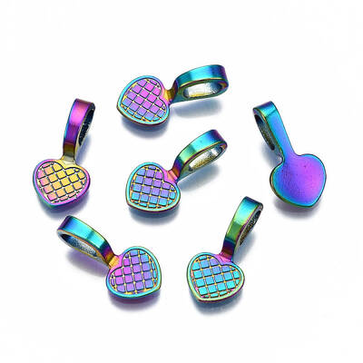 Rainbow Color Alloy Glue-on Flat Pad Bails for Pendant Making