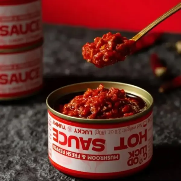 Good Luck-fresh pepper &fresh mushroom hotsacue - 6 Pack, 100% Vegan, No Meat, Bold & Fiery Condiment, Perfect for Wings BBQ ...