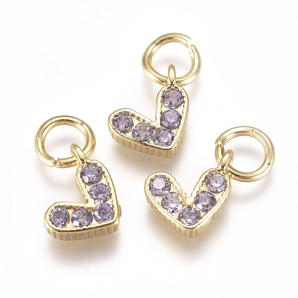 Brass Micro Pave Cubic Zirconia Charms