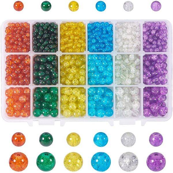 Spray Painted Crackle Glass Beads