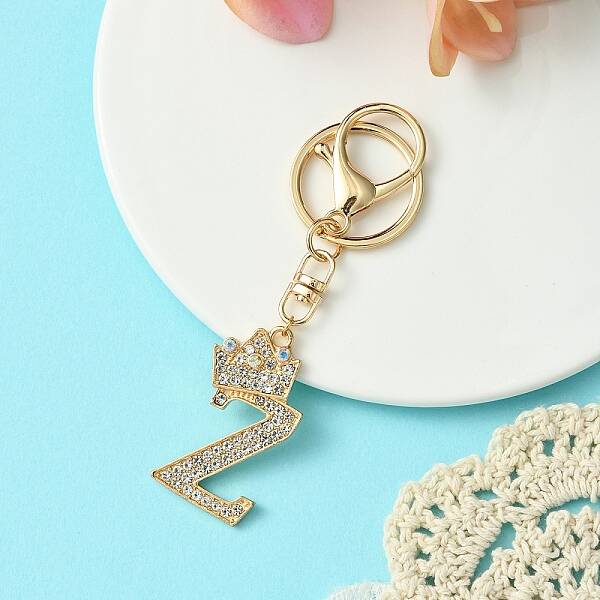 Golden Alloy Rhinestone Keychain