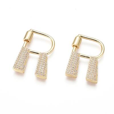 Brass Micro Pave Cubic Zirconia Screw Carabiner Lock Charms