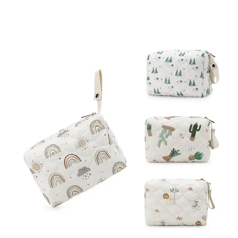 Cute Cartoon Pattern Diaper Storage Bag, 1 Count Multi-functional Zipper Diaper Bag, Outdoor Travel Essentials for Baby