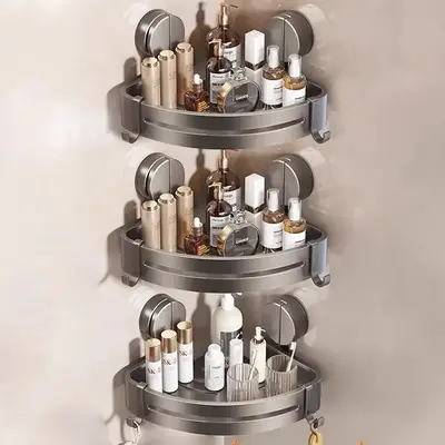 No Drilling Heavy Duty Shower Cage with Hooks, Bathroom Wall Mounted Basket Organizer, Easily Removable Rust-Proof Stainless ...