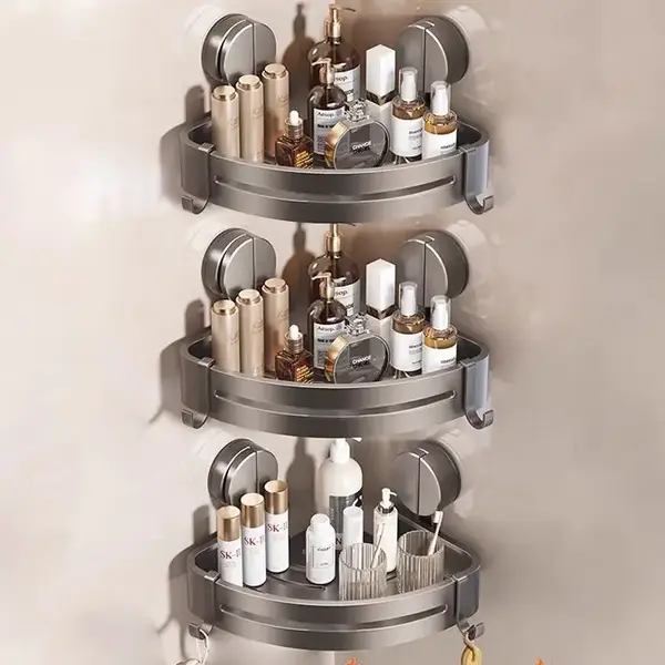 No Drilling Heavy Duty Shower Cage with Hooks, Bathroom Wall Mounted Basket Organizer, Easily Removable Rust-Proof Stainless ...