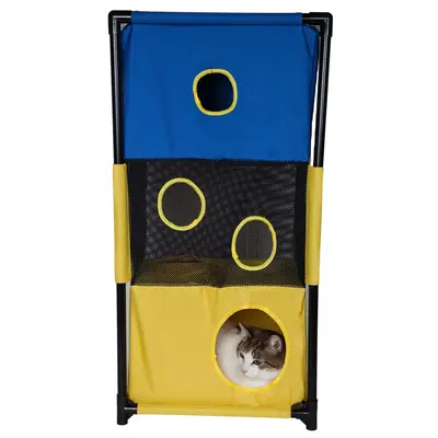 Pet Life Kitty-Square Cat House Furniture - Pink, Grey