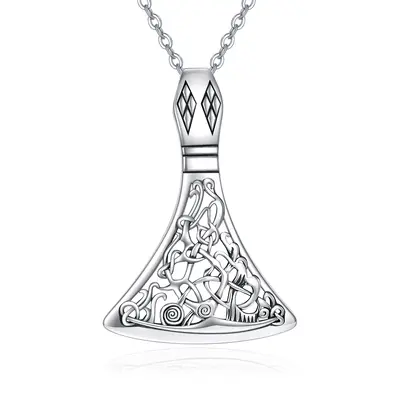 Sterling Silver Viking Rune Pendant Necklace