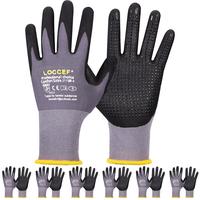 LOCCEF Work Gloves MicroFoam Nitrile Coated-6 Pairs,Endurance Seamless Knit Nylon,Dots on palm,Tacky Dot Grip Gloves football...