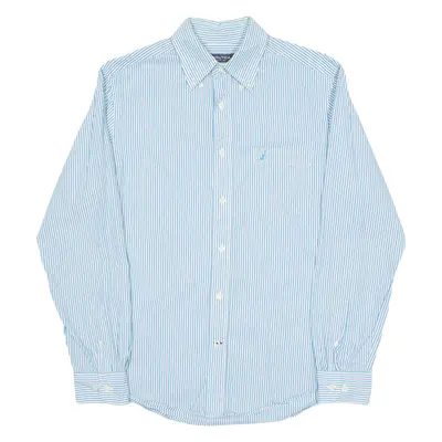 NAUTICA Slim Fit Mens Shirt Blue Striped Long Sleeve M