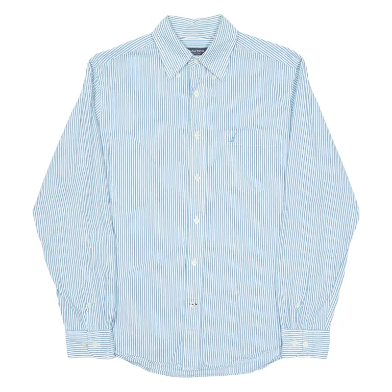 NAUTICA Slim Fit Mens Shirt Blue Striped Long Sleeve M