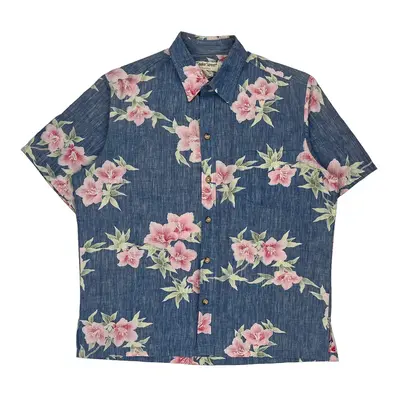 Made In Usa Cooke Street Hawaiian Shirt - Large Blue Cotton