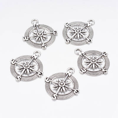 Tibetan Style Alloy Compass Pendants