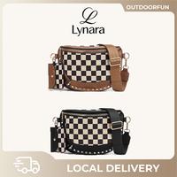 Women's Punk Style Studded Decor Bum Bag, Fashion Colorblock Checked Pattern Crossbody Bag For Daily Used, Casual Versatile H...