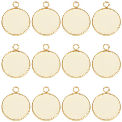 40Pcs 304 Stainless Steel Pendant Cabochon Settings