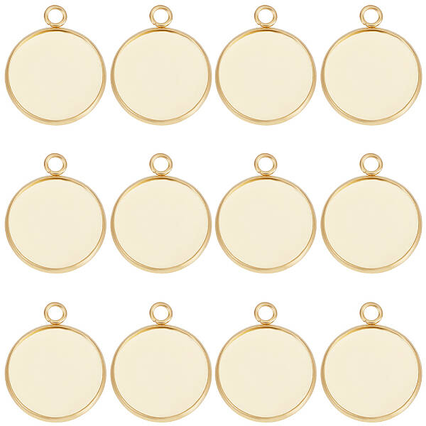 40Pcs 304 Stainless Steel Pendant Cabochon Settings