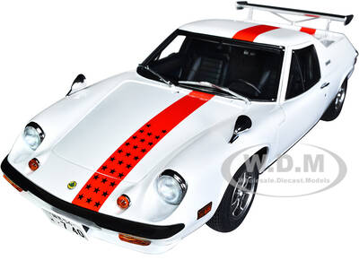 Lotus Europa Special White with Red Stripe and Graphics The Circuit Wolf 1/18 Model Car by Autoart
