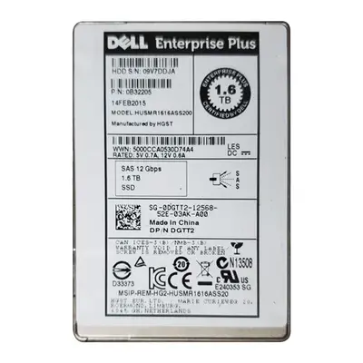 DGTT2 Dell 1.6TB Multi-Level Cell SAS 12Gb/s Hot-Pluggable 2.5-Inch Enterprise Solid State Drive for PowerEdge Servers