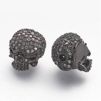 Brass Micro Pave Cubic Zirconia Beads