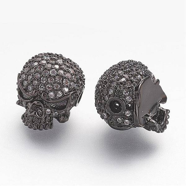 Brass Micro Pave Cubic Zirconia Beads