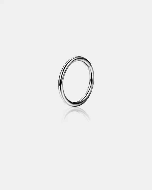 16G Hinged Segment Titanium Septum Ring - 10mm / Silver