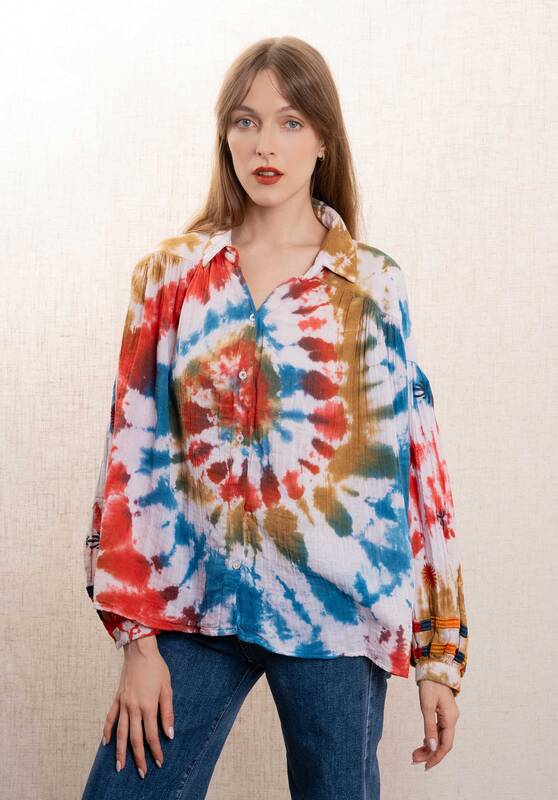 Blouse 1386tie Red | Color: RED | Size: U