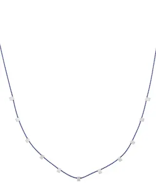 Hilo Necklace | Metal Color: Silver | Color: Dark Blue