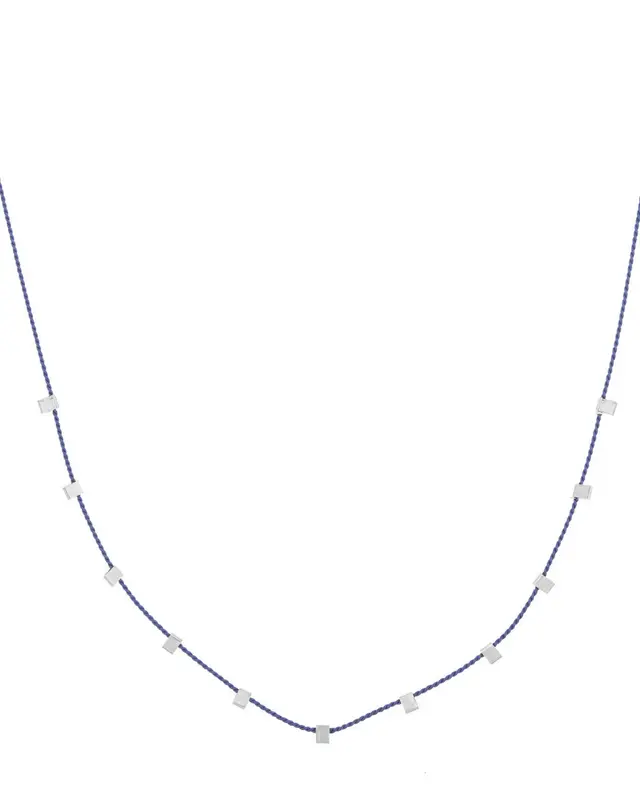 Hilo Necklace | Metal Color: Silver | Color: Dark Blue