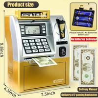 Smart ATM Piggy Bank Toy  Featuring Debit Card, Bill Feeder, Coin Recognition, and Balance Calculation Functions, Birthday Pa...