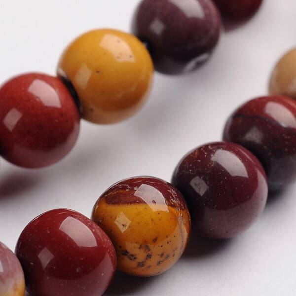 Round Natural Mookaite Gemstone Bead Strands