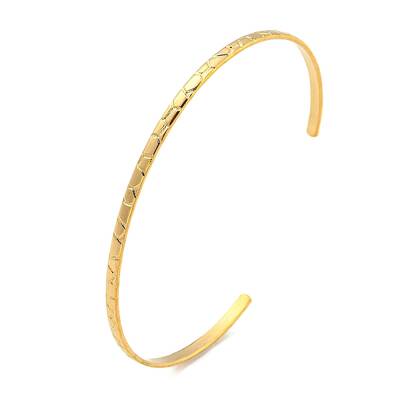 Ion Plating(IP) Textured 304 Stainless Steel Wrap Cuff Bangle for Women