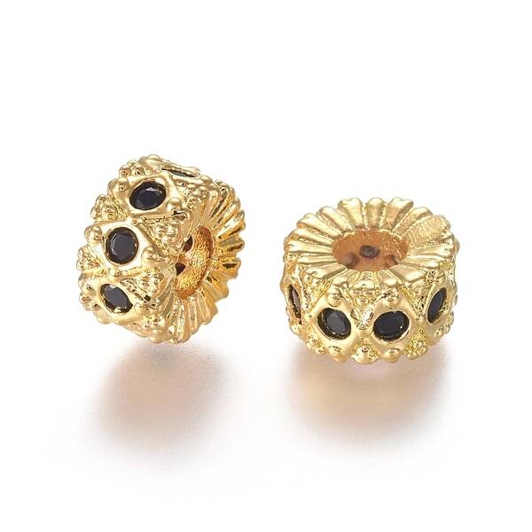 Brass Micro Pave Cubic Zirconia Spacer Beads