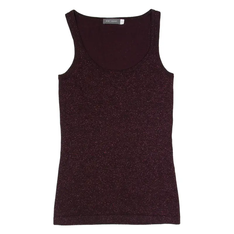 MINT VELVET Sparkle Womens Vest Maroon Sleeveless UK 8