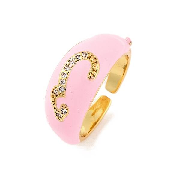 Number 3 Brass Micro Pave Clear Cubic Zirconia Open Cuff Rings