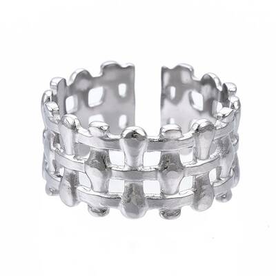 Non-Tarnish 304 Stainless Steel Bar Wrap Open Cuff Ring