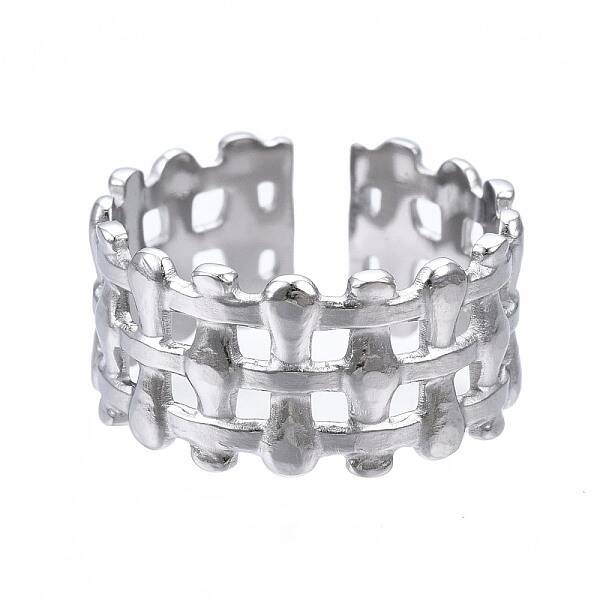 Non-Tarnish 304 Stainless Steel Bar Wrap Open Cuff Ring
