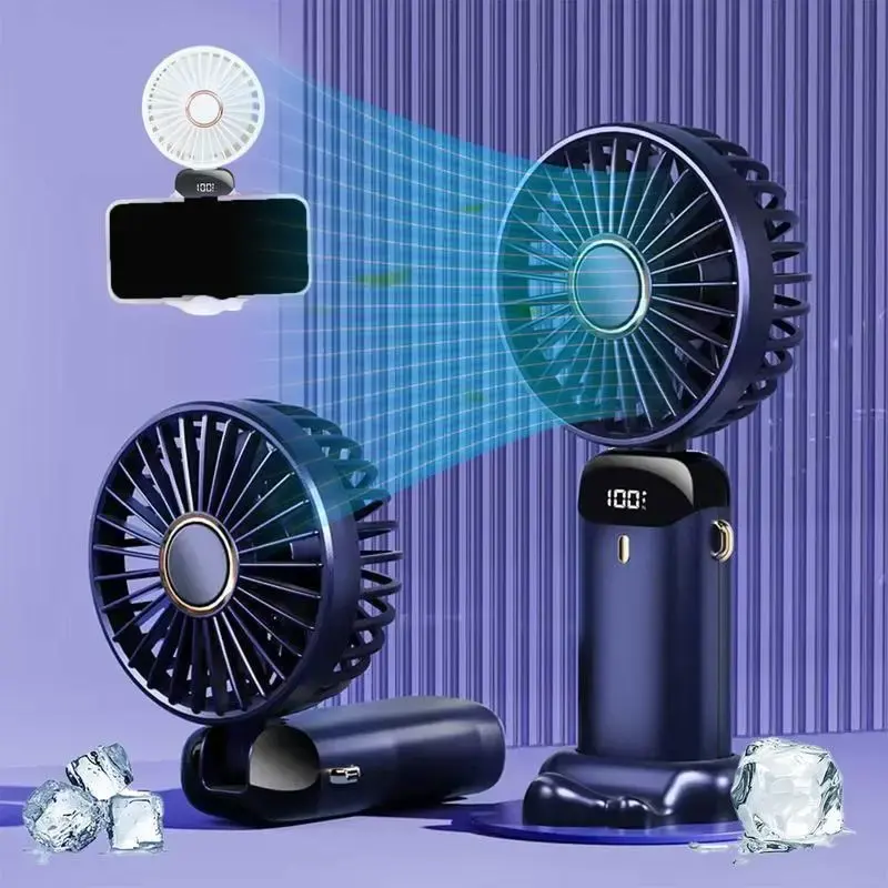 PQRQP Summer new Portable Handheld Fan, Digital Display, 5 Speeds, USB Recharging for Travel and tourism, Silent fan with Bas...
