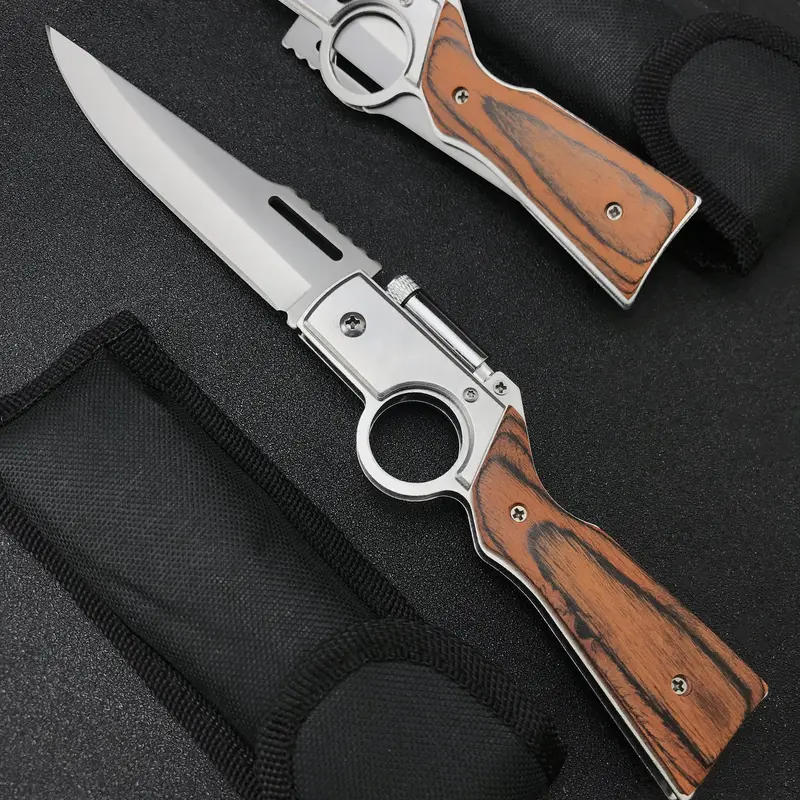 Portable AK47 Flipper Pocket Knife with Flashlight Multifunctional Folding Knife for Hiking Fishing Camping  EDC