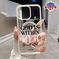 God is within her Pattern Magnetic Phone Case Supports Wireless Charging for iPhone 15 16 14 Pro Max 13 12 11 XR XS Plus E Sh...