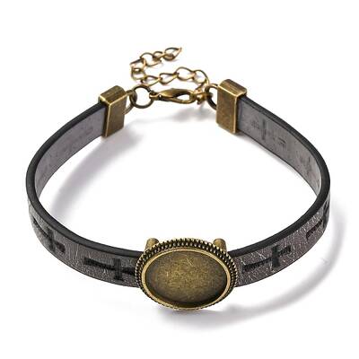 Hollow Cross PU Leather Bracelet Making