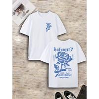 Wave Brands Rose Tee Wave Brands Rose Short Sleeved Classic Comfortable T-Shirts Printed on Half Sleeved Shirts for Summer