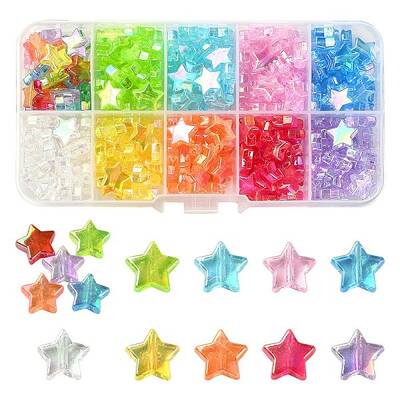 260-300pcs 10 Colors Eco-Friendly Transparent Acrylic Beads